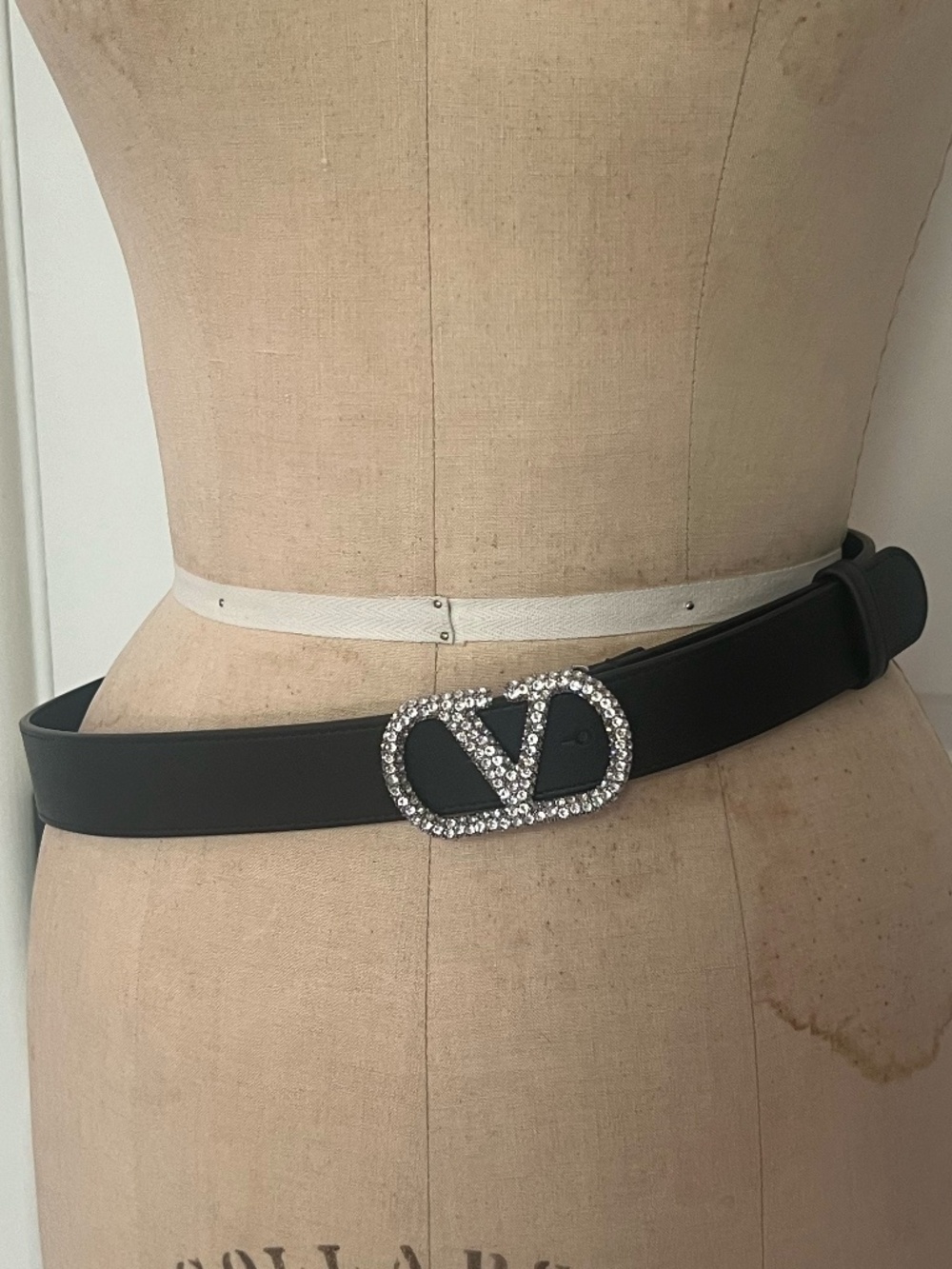 alentino Vlogo Signature Leather Crystal Belt